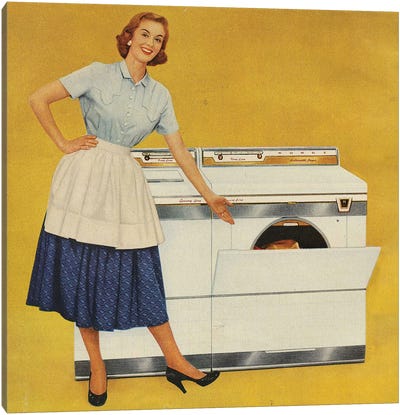 1950s Washing Machines Magazine Advert Canvas Art Print - Historical Fashion Art