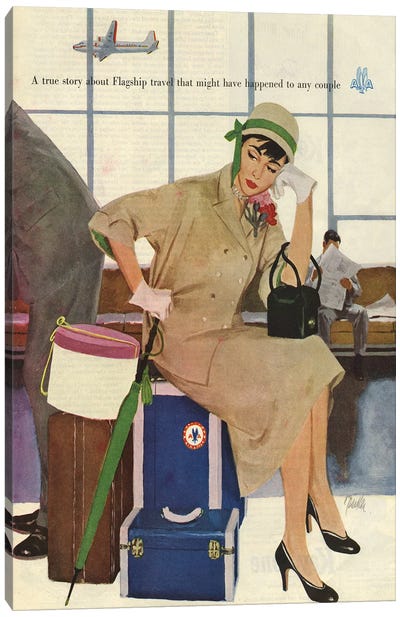 1953 American Airlines Magazine Advert Canvas Art Print - Historical Fashion Art