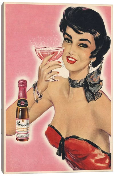 1954 Rosayne Champagne Magazine Advert Canvas Art Print