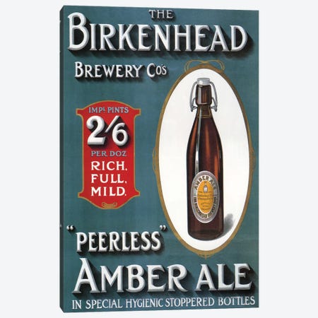 1910s UK Birkenhead Amber Ale Poster Canvas Print #TAA299} by The Advertising Archives Canvas Artwork