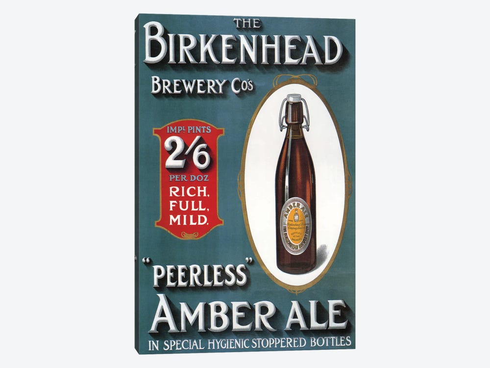 1910s UK Birkenhead Amber Ale Poster by The Advertising Archives 1-piece Canvas Wall Art