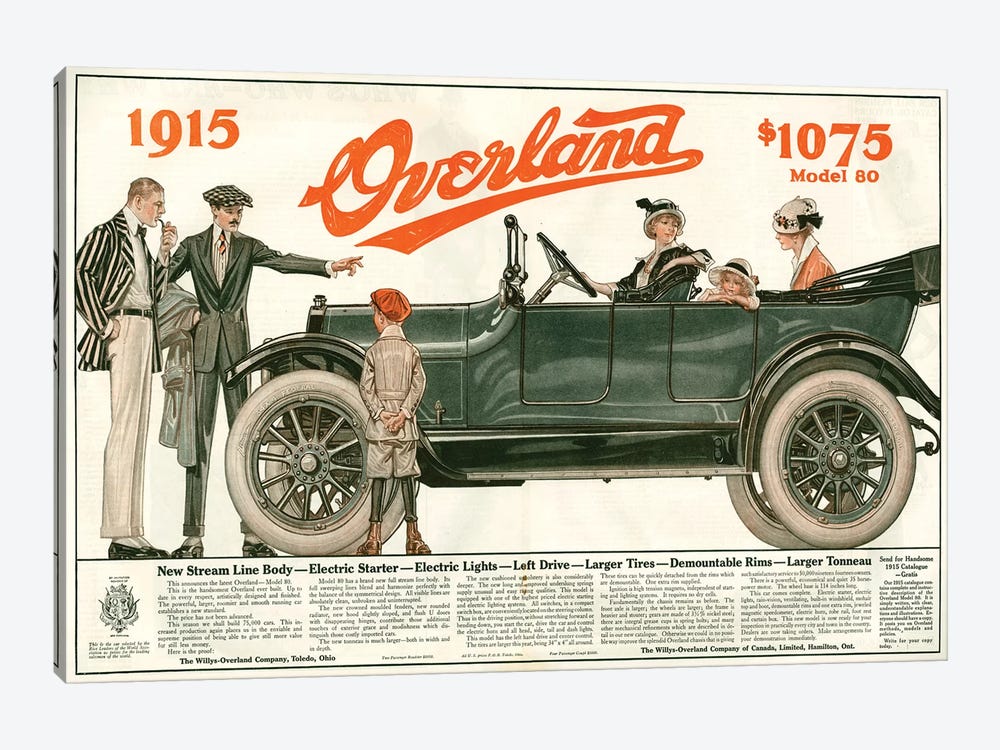 1910s Willys-Overland Magazine Advert by The Advertising Archives 1-piece Canvas Print