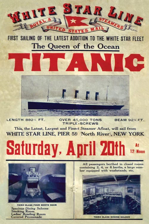 1912 UK Titanic Poster by The Advertising Archives wall art