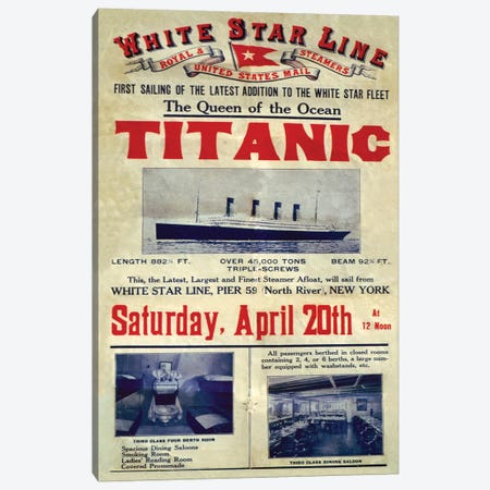 1912 UK Titanic Poster Canvas Print #TAA303} by The Advertising Archives Canvas Wall Art