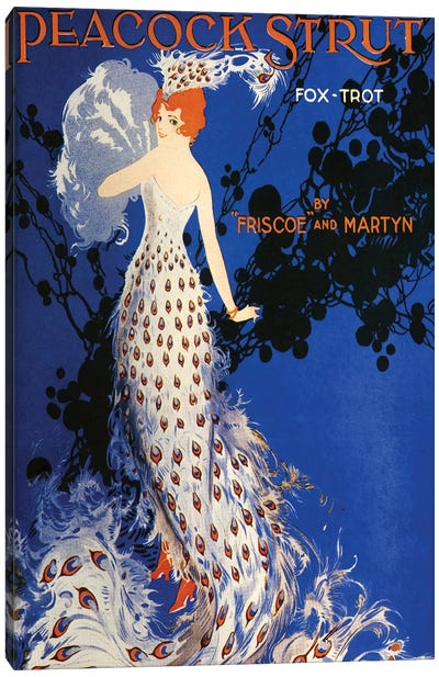 1917 Peacock Strut Sheet Music Cover Canvas Art Print