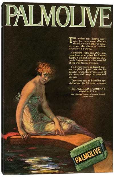 1919 Palmolive Soap Magazine Advert Canvas Art Print - The Advertising Archives