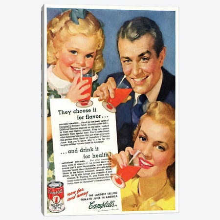 1920s Campbell's Tomato Juice Magazine Advert Canvas Print #TAA318} by The Advertising Archives Canvas Print