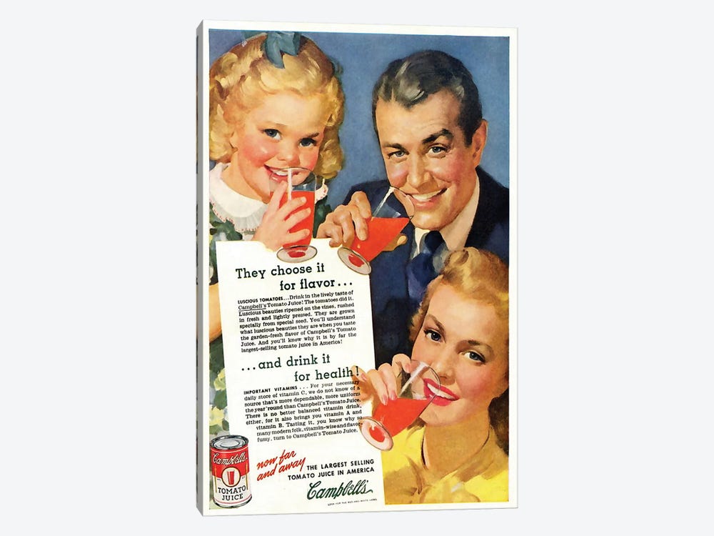 1920s Campbell's Tomato Juice Magazine Advert by The Advertising Archives 1-piece Canvas Wall Art