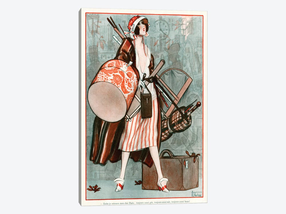 1920s La Vie Parisienne Magazine Plate by Armand Vallee 1-piece Canvas Print
