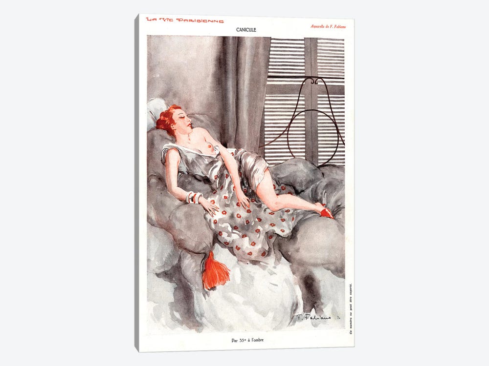 1920s La Vie Parisienne Magazine Plate by Fabien Fabiano 1-piece Canvas Wall Art