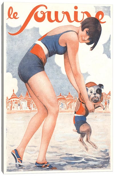 1920s Le Sourire Magazine Cover Canvas Art Print - Women's Swimsuit & Bikini Art