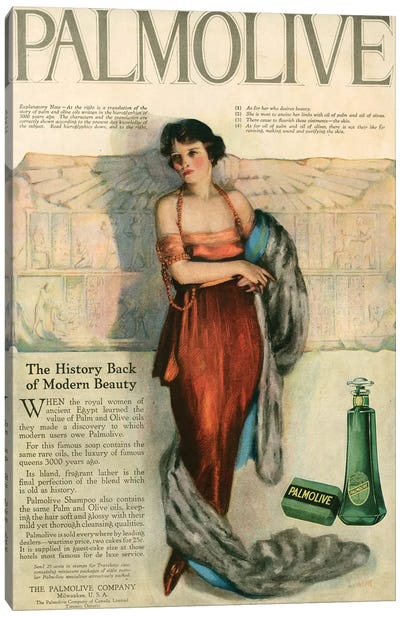 1920s Palmolive Shampoo Magazine Advert Canvas Art Print
