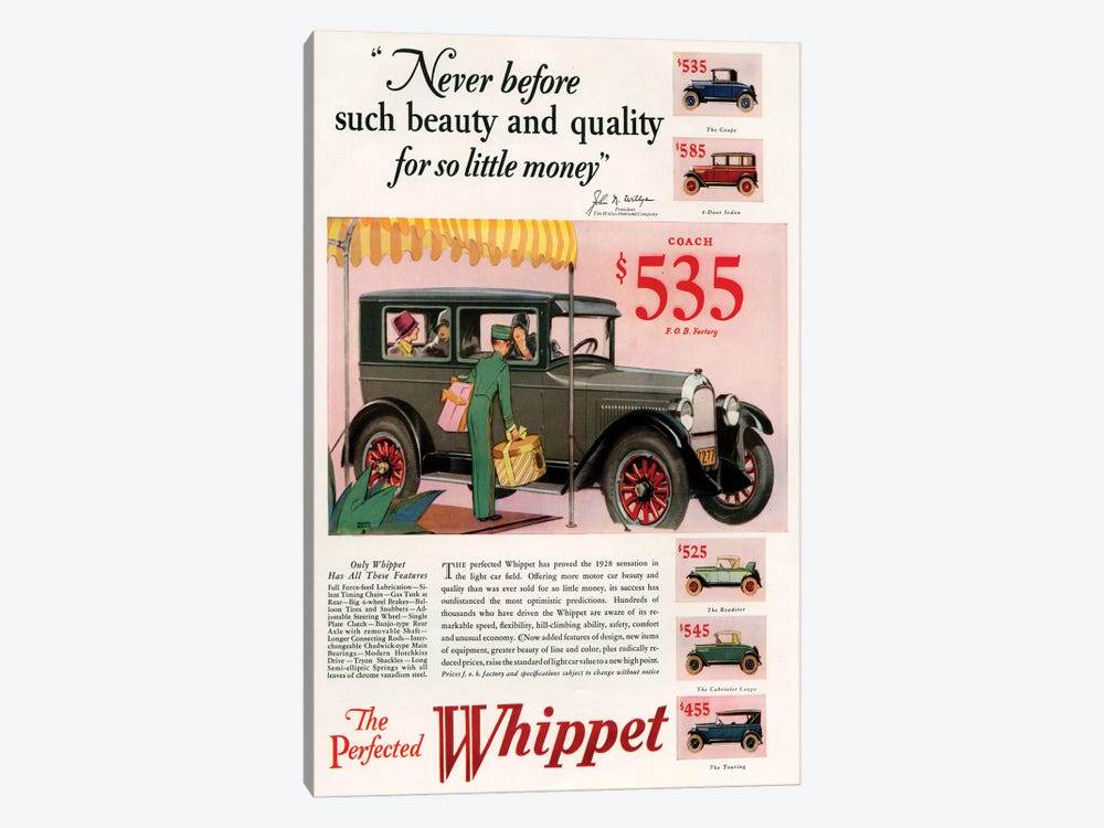 1920s Willys-Knight Magazine Advert by The Advertising Archives 1-piece Canvas Print