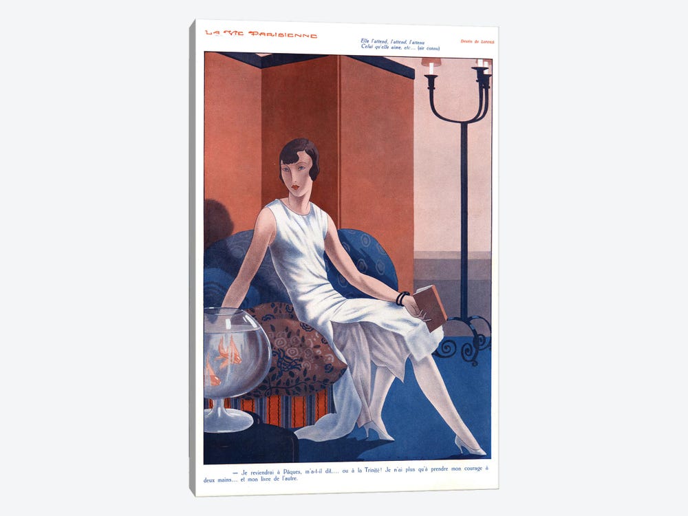 1920s La Vie Parisienne Magazine Plate by Fabius Lorenzi 1-piece Canvas Print