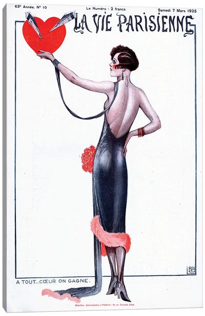 1925 La Vie Parisienne Magazine Cover Canvas Art Print - The Advertising Archives