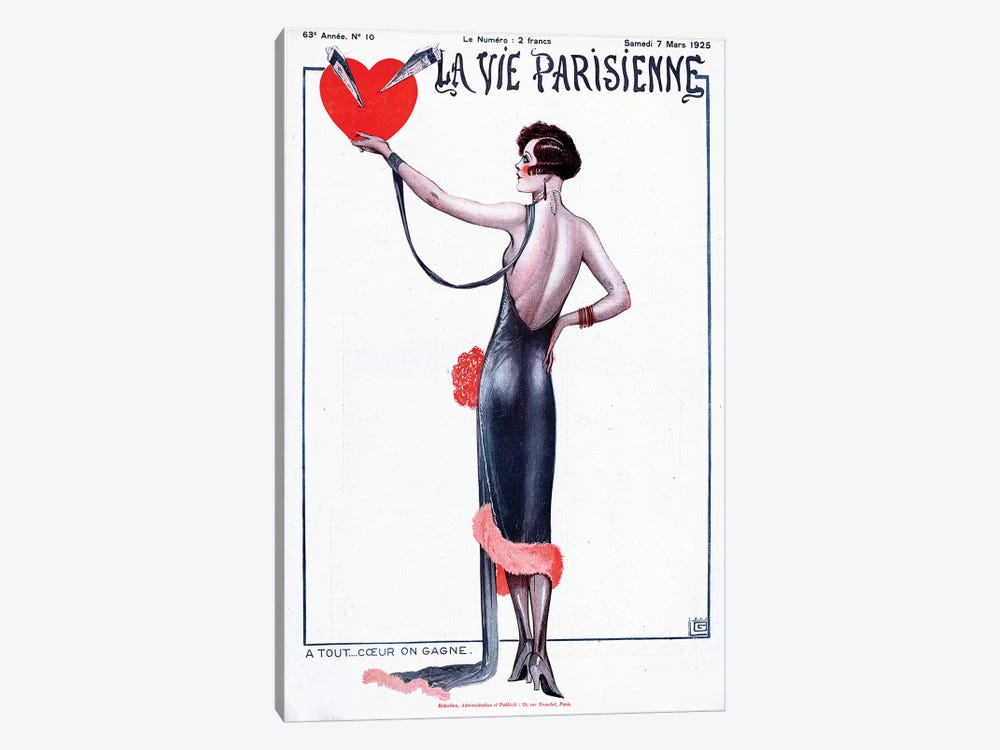 1925 La Vie Parisienne Magazine Cover by Georges Leonnec 1-piece Canvas Wall Art