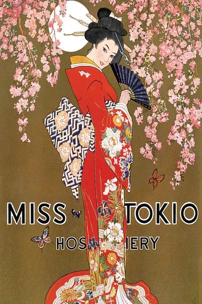 Cherry Blossoms: 1927 Miss Tokio Hosiery Magazine Advert by The Advertising Archives