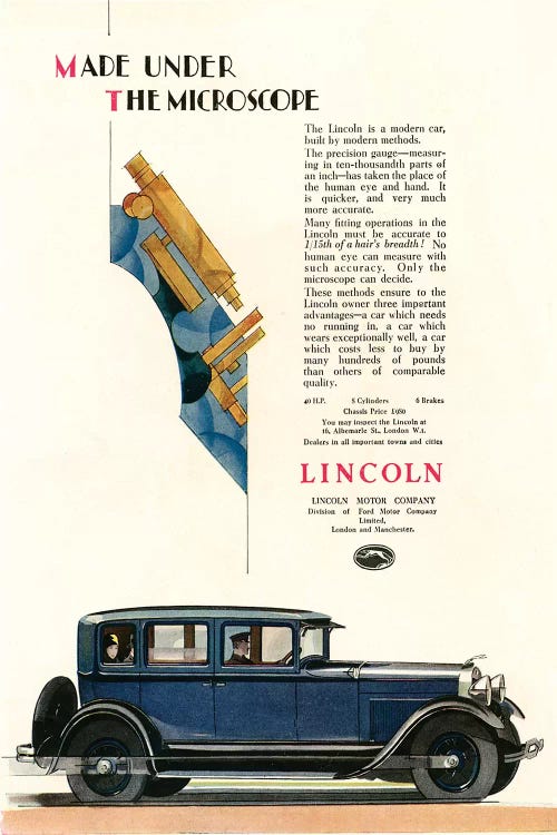 1929 Lincoln Magazine Advert by The Advertising Archives wall art