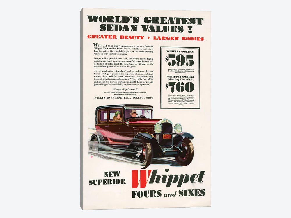 1929 Willys-Knight Magazine Advert by The Advertising Archives 1-piece Canvas Art Print