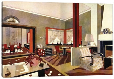1930s Art Deco Interior Canvas Art Print - Art Deco