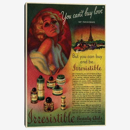 1930s Irresistible Perfume Magazine Advert Canvas Print #TAA378} by The Advertising Archives Canvas Art Print