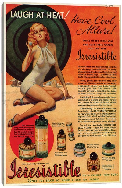 1930s Irresistible Perfume Magazine Advert Canvas Art Print - The Advertising Archives
