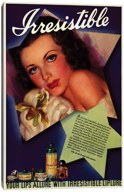 1930s Irresistible Perfume Magazine Advert Canvas Art Print