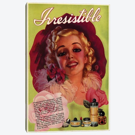 1930s Irresistible Perfume Magazine Advert Canvas Print #TAA381} by The Advertising Archives Canvas Artwork