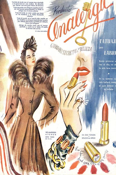 Magazines: 1930s Lipstick Magazine Advert by The Advertising Archives