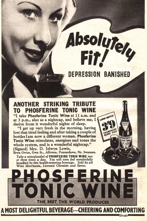 1930s Phospherine Tonic Wine Magazine Ad