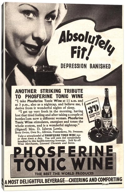 1930s Phospherine Tonic Wine Magazine Ad Canvas Art Print