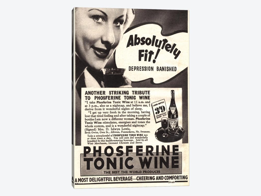 1930s Phospherine Tonic Wine Magazine Ad by The Advertising Archives 1-piece Canvas Print