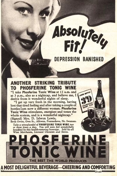 Magazines: 1930s Phospherine Tonic Wine Magazine Ad by The Advertising Archives