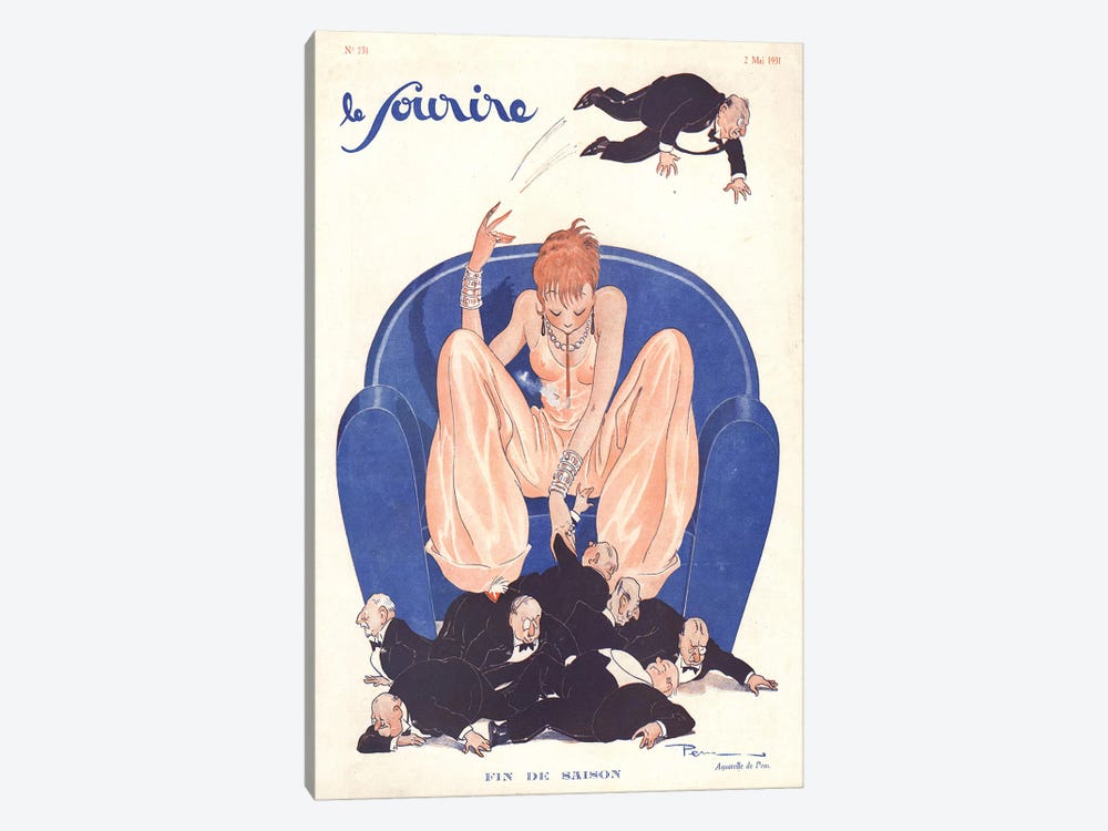 1931 Le Sourire Magazine Cover by Pem 1-piece Canvas Wall Art