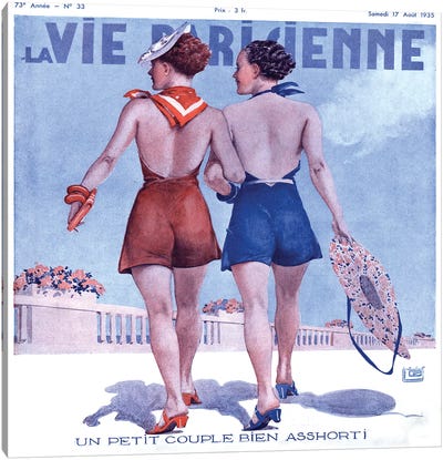 1935 La Vie Parisienne Magazine cover Canvas Art Print - Women's Swimsuit & Bikini Art
