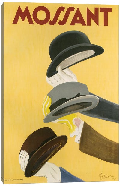 1938 Mossant Hats Poster Canvas Art Print