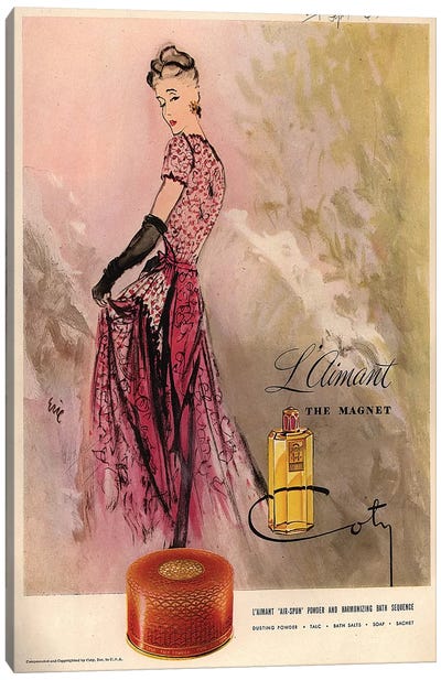 1940s Coty Perfume Magazine Advert Canvas Art Print - Perfume Bottle Art