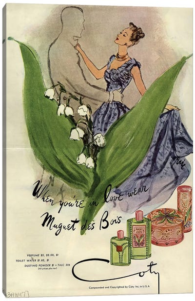 1940s Coty Perfume Magazine Advert Canvas Art Print