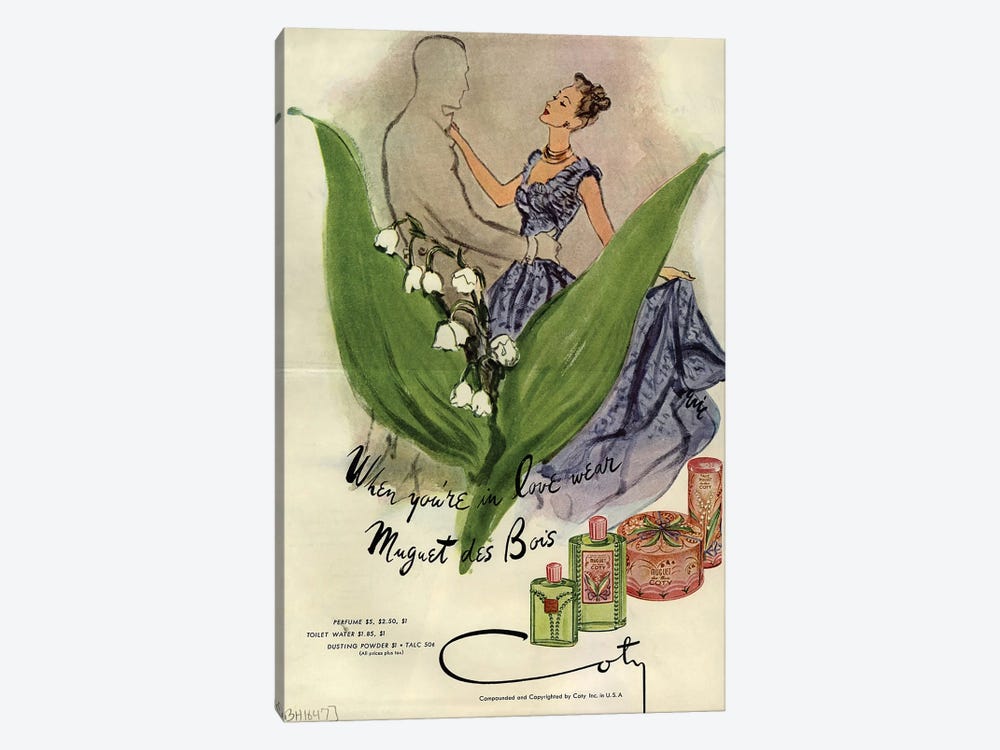 1940s Coty Perfume Magazine Advert by Carl Erickson 1-piece Canvas Art Print