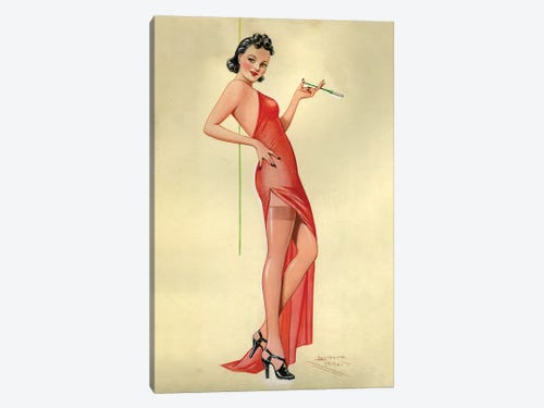 1940s Pin-Up Girl in Pink Picture Poster Print Vintage Art Pin Up 