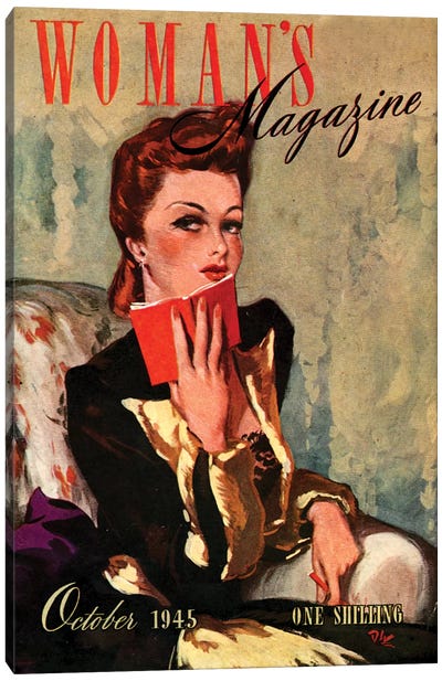 1945 UK Woman's Magazine Cover Canvas Art Print - Reading Art