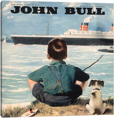 1946 John Bull Magazine Cover Canvas Art Print - Fishing Art