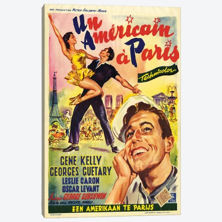 1951 An American In Paris Movie Poster Canvas Print #TAA430} by The Advertising Archives Canvas Artwork