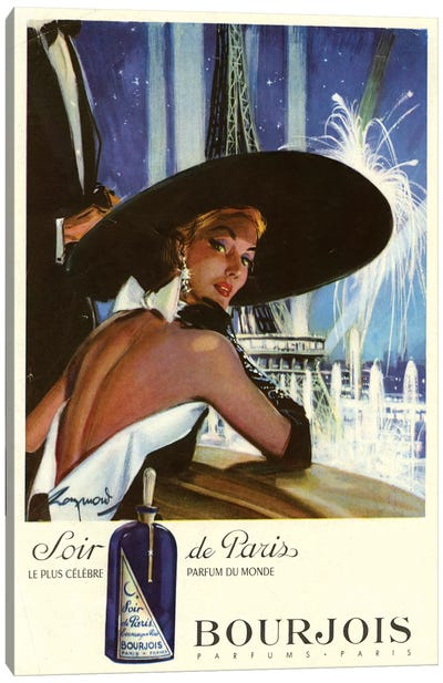1951 Bourjois Perfume Magazine Advert Canvas Art Print - Make-Up Art