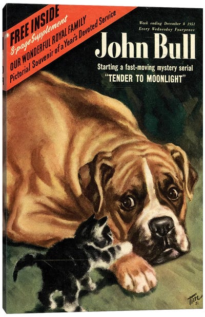 1951 John Bull Magazine Cover Canvas Art Print - Boxer Art