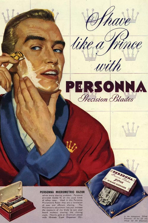 1953 Personna Shaving Magazine Advert