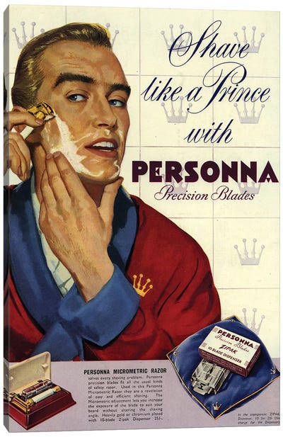 1953 Personna Shaving Magazine Advert Canvas Art Print - The Advertising Archives