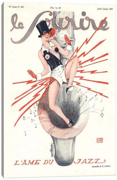 1920s Le Sourire Magazine Cover Canvas Art Print - The Advertising Archives
