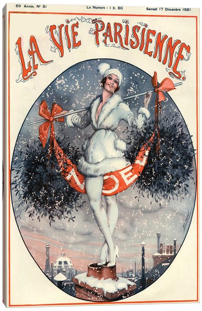 1921 La Vie Parisienne Magazine Cover Canvas Art Print - Vintage Christmas Décor