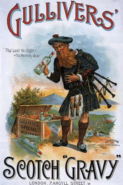 Vintage Kitchen Posters: 1899 Gulliver's 'Whisky Peg' Advert by The Advertising Archives